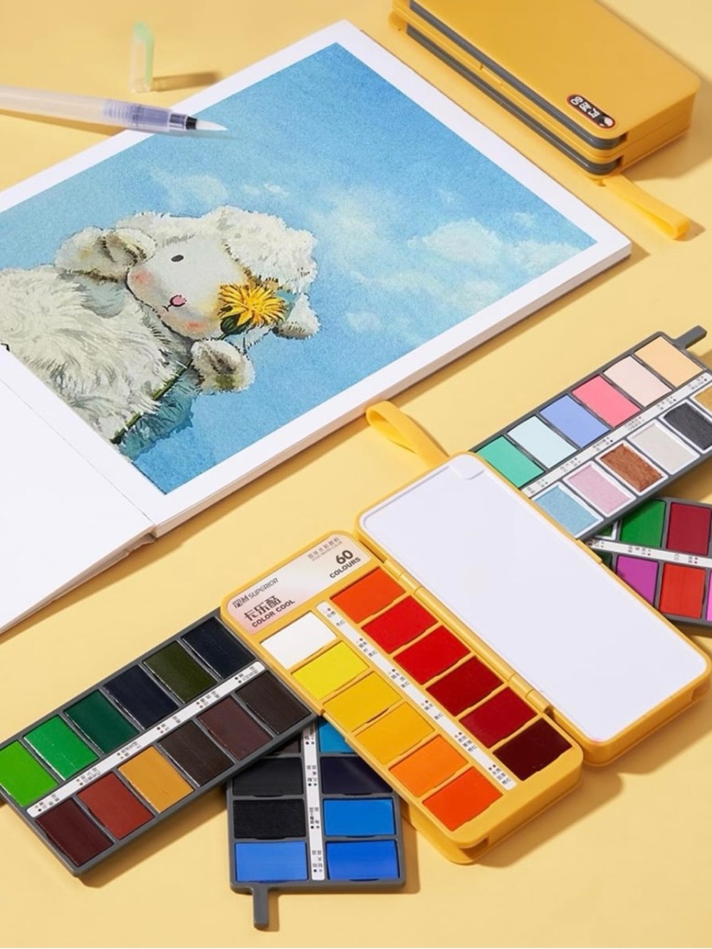 Lightwish Travel Watercolor Paint Set - Mixing Space and High Quality Paint